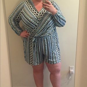 Lane Bryant NWT Blue patterned romper